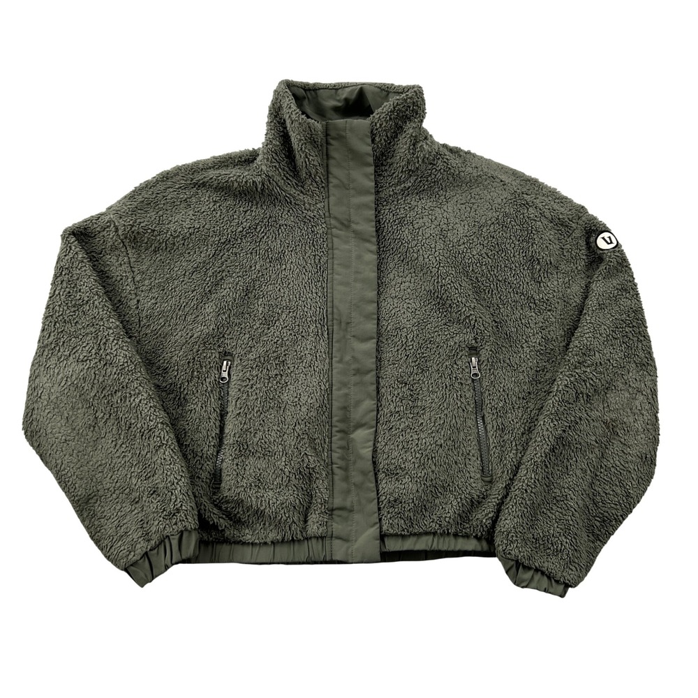 Vuori Cozy Sherpa Fleece Jacket Women S Green Full Zip VW530 Gorpcore Athleisure